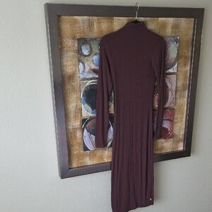 Elegant Brown Turtleneck Dress